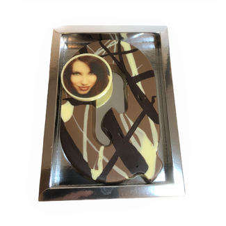 Chocolade letter art deco met foto of logo