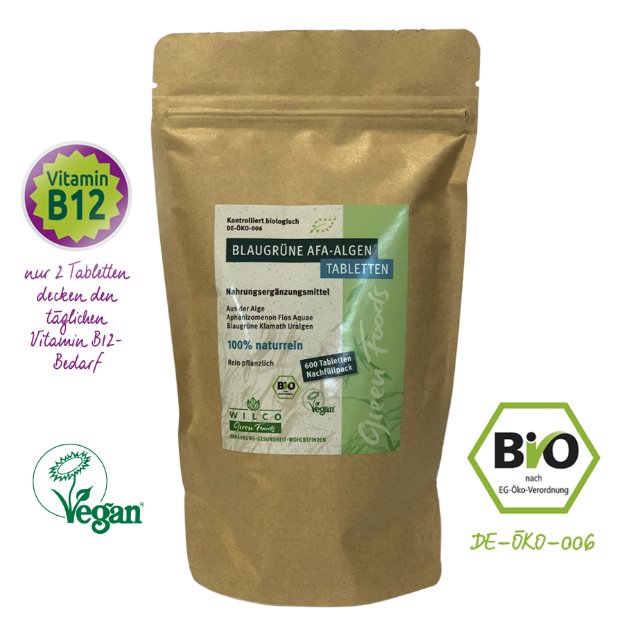 boezem Beoefend technisch AFA Algen Tabletten Bio, Wilco Green Foods, Nachfüllpack, 600 Stück -  Lebe-Vital Onlineshop Naturkosmetik und natürliche Nahrungsergänzung