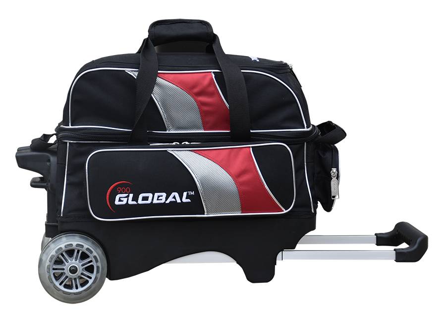 900 Global Black/Red/Silver Deluxe 3 Ball Roller Bowling Bag