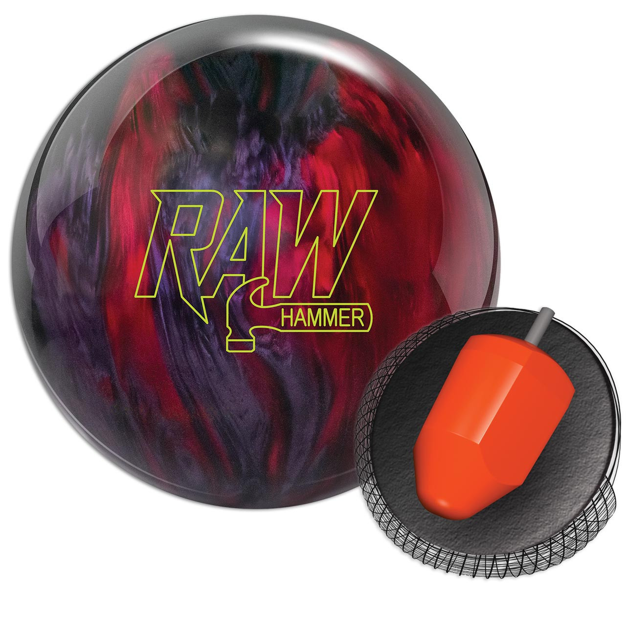 Hammer Raw Hybrid Bowling Ball - Blue/Black/Orange (Juiced Coverstock, 2-Year Warranty)