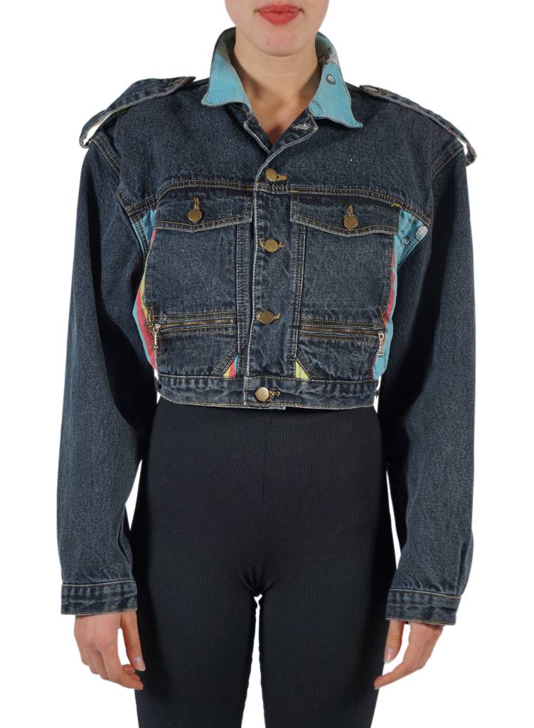 Veste en jeans délavée pour homme avec poches avant vintage