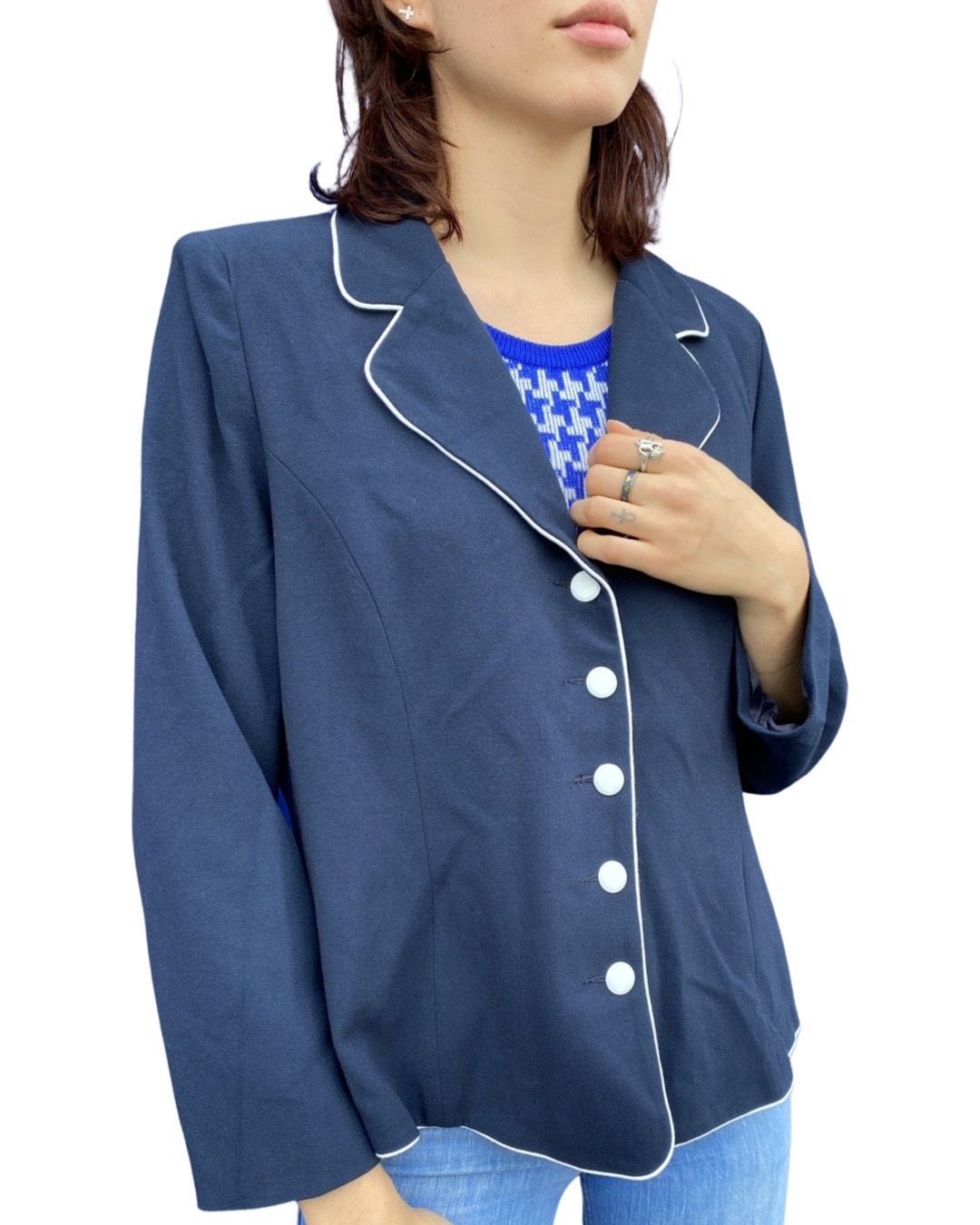 Veste à col montant Faille de soie rose