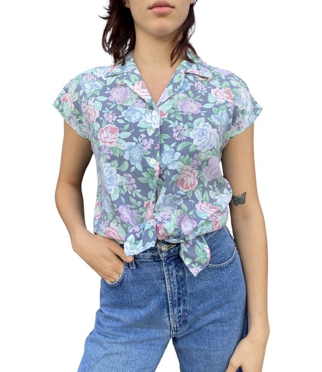 Vintage Flower Print Blouses Wholesale | ReRags