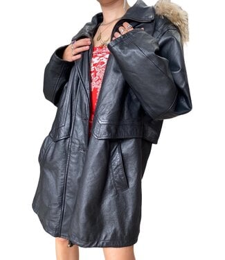 Vintage Coats: Leather / Suede Hooded Parka's Ladies