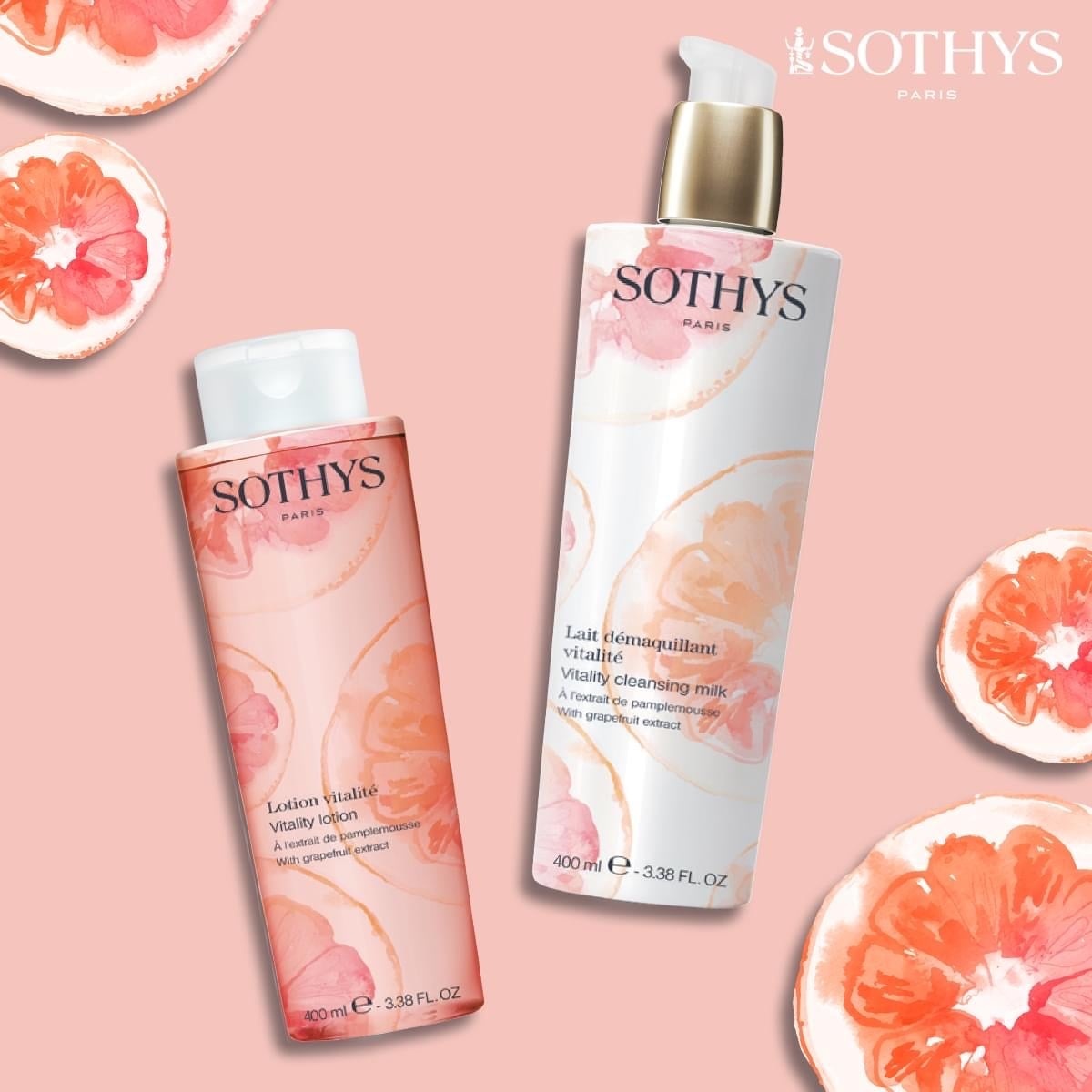 Sothys Sothys DUO démaquillant Vitalité 2x 400 ml gezichtsreinigingsmelk + lotion Pompelmouse