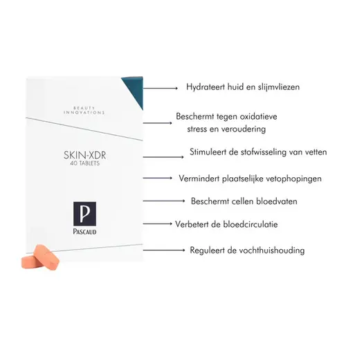 Pascaud Pascaud Skin-XDR-40 tabletten Stimuleert o.a. de stofwisseling van vetten Pascaud Pascaud Skin-XDR-40 tabletten Stimuleert o.a. de stofwisseling van vetten