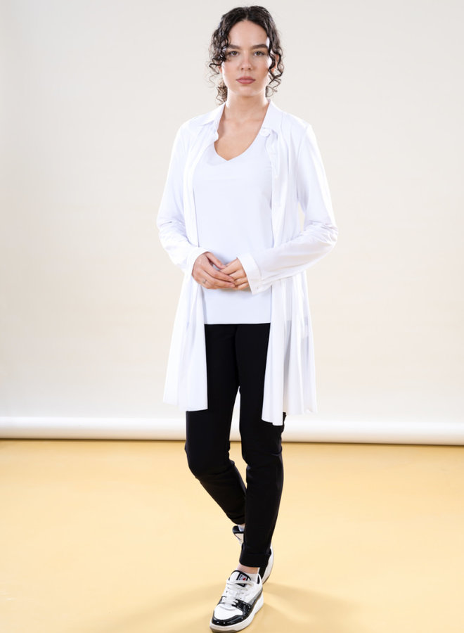 Lange Bluse aus Stretchmaterial *weiss