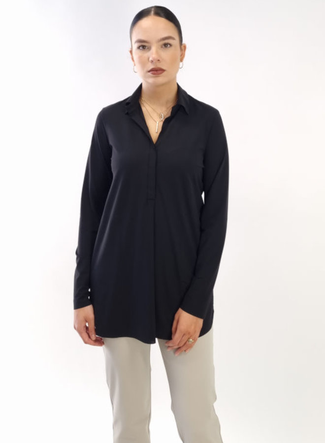 Lange Tunika Bluse schwarz