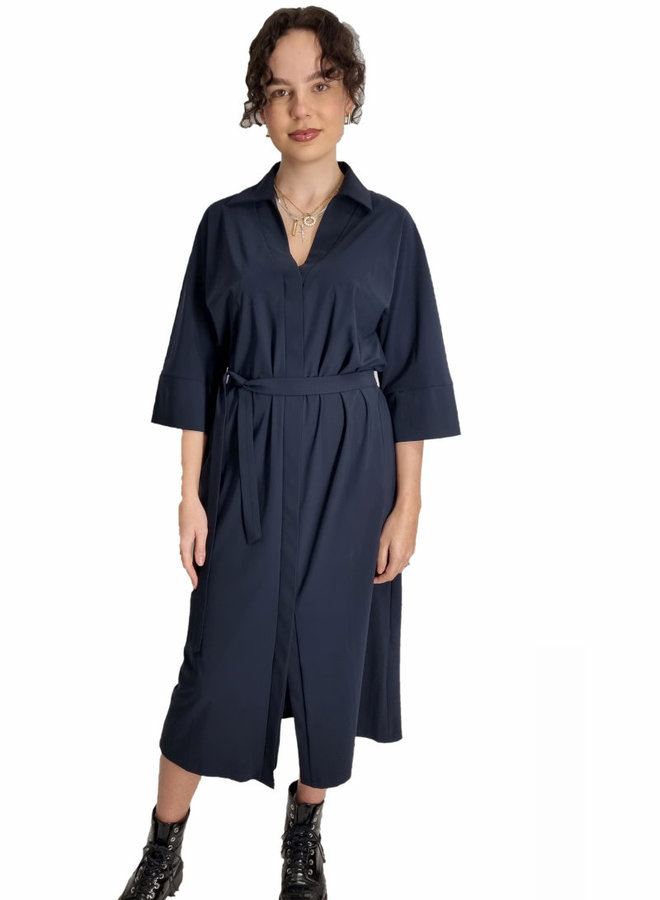 Midi-Länge gerades Kleid mit Gürtel *blackblue