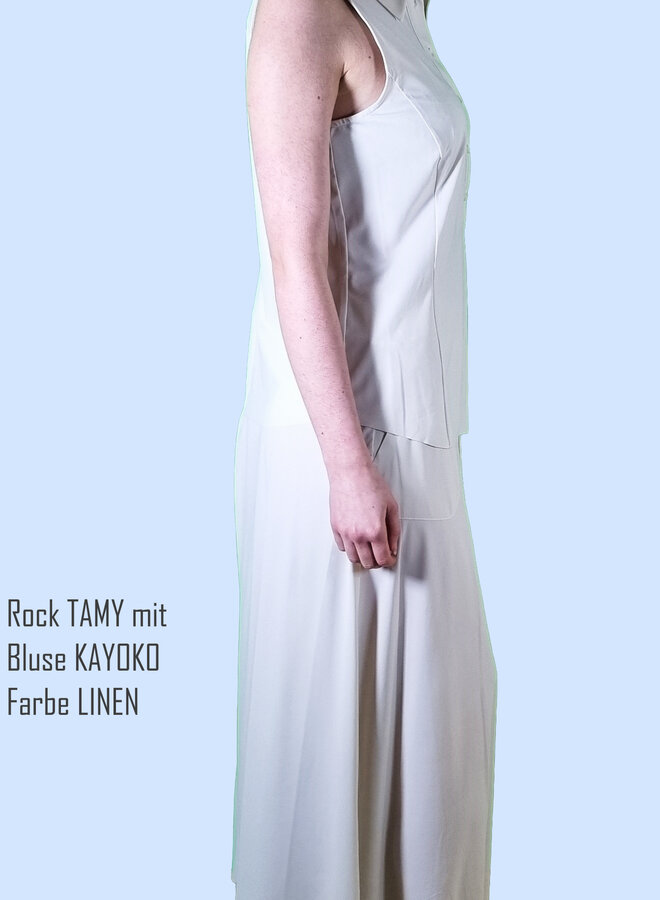 Langer Rock aus Stretchmaterial in Farbe LINEN