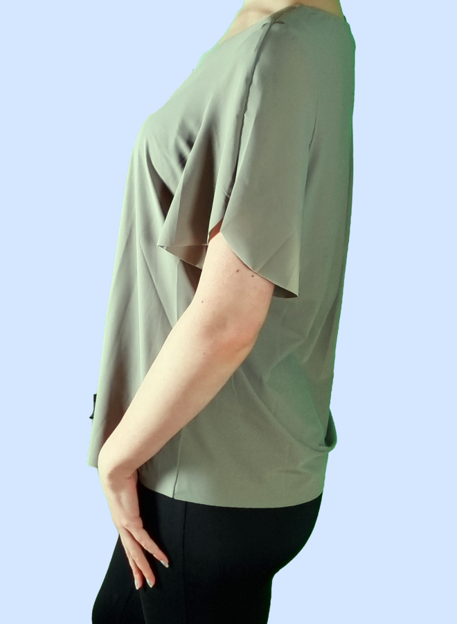 Shirtbluse mit weitem Kurzarm *Olive