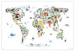 Produits associés au mot-clé animal map of the world poster