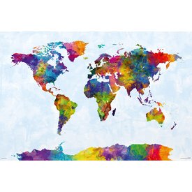 Watercolor Map Of The World - Maxi Poster