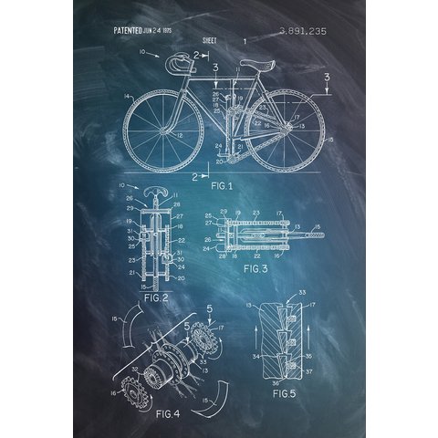 Bicycle Patent Drawing - Maxi Poster