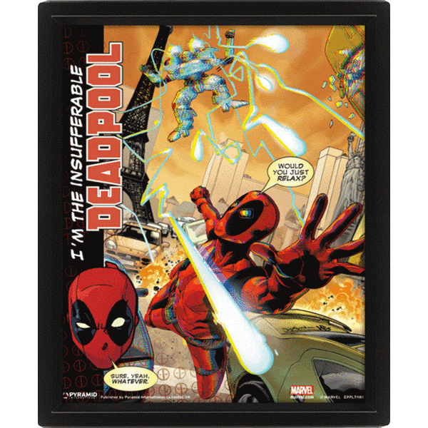 Deadpool Attack - Affiche 3D Encadrée