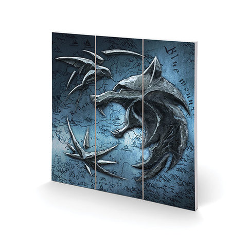 The Witcher Wolf, Swallow & Star - Wood Print 30x30cm