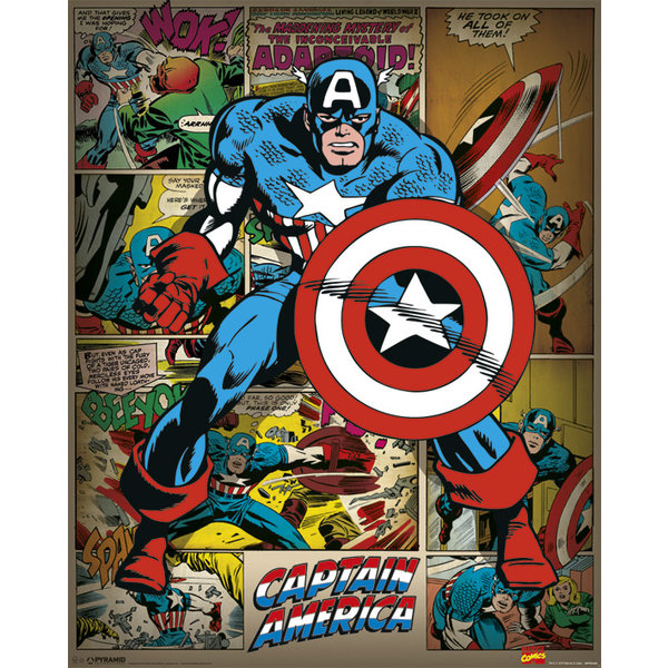 Marvel Comics Captain America Retro - Mini Poster Hole in the Wall Hole in  the Wall