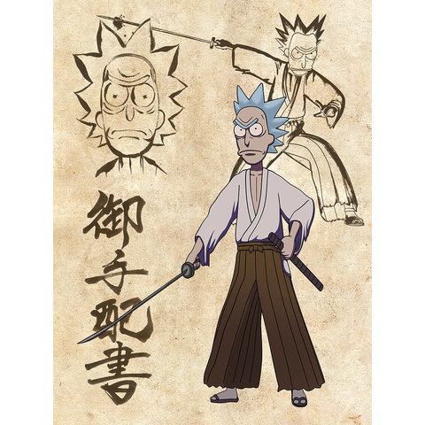 Rick And Morty Samurai Showdown - Impression sur Toile 60x80cm