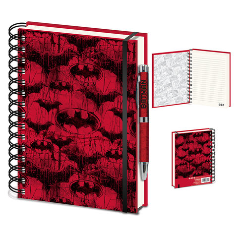 Batman Red With Pen - A5 Notebook
