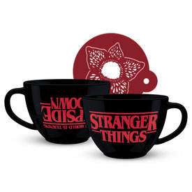 Stranger Things The World Is Turning Upside Down - Mug à Cappuccino + Pochoir