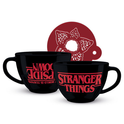 Stranger Things The World Is Turning Upside Down - Cappuccino Mok + Stencil