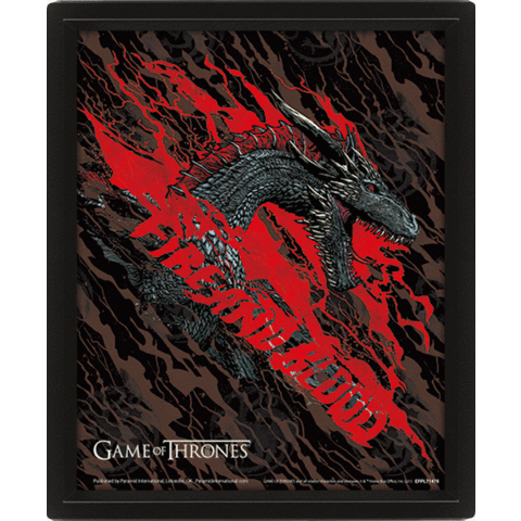 Game Of Thrones Fire And Blood Drogon - Affiche 3D Encadrée