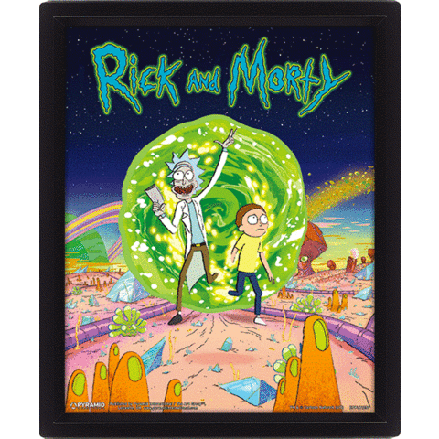 Rick And Morty Portal - Framed 3D Poster