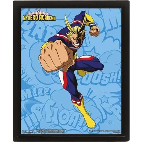 My Hero Academia S1 Allmight - Affiche 3D Encadrée