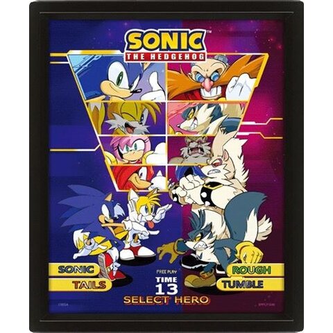 Sonic The Hedgehog Select Your Fighter - Framed 3D Poster