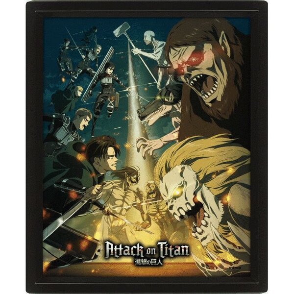 Attack On Titan S4 Special Obs Squad Vs Titans - Framed 3D Poster