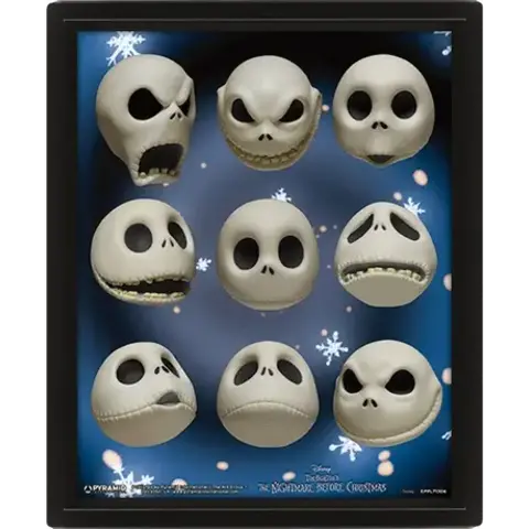 Nightmare Before Christmas Jack Expressions - Affiche 3D Encadrée