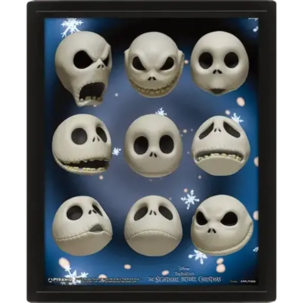 Nightmare Before Christmas Jack Expressions - Affiche 3D Encadrée