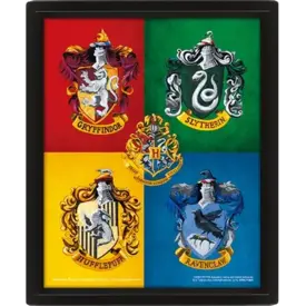 Harry Potter Colourful Crests - Affiche 3D Encadrée