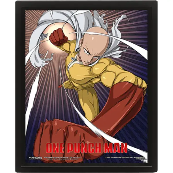 One Punch Man Saitama Vs Genos - Framed 3D Poster