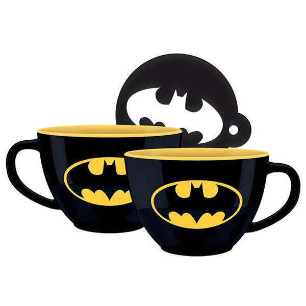 Batman Logo - Cappuccino Mug + Stencil