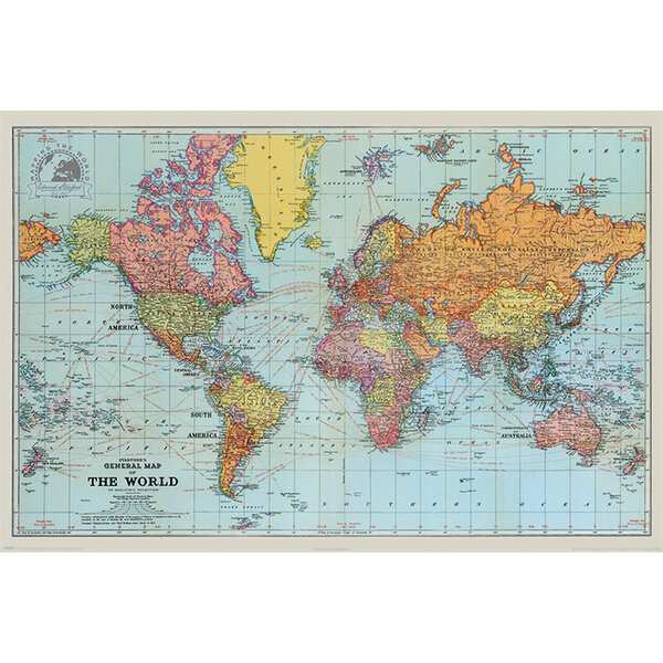 Stanford's Map Of The World Colour - Maxi Poster