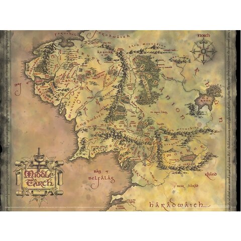 The Lord Of The Rings Middle Earth Map - Art Print