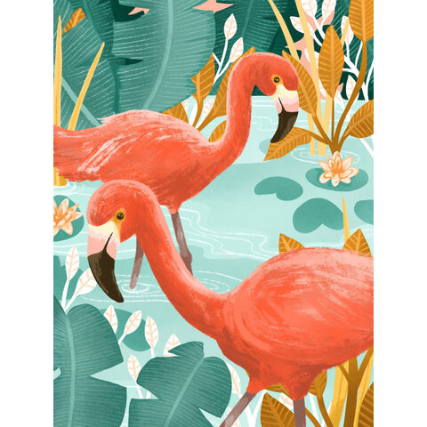Flamingo's In Het Water - Art Print