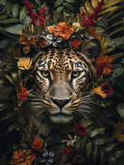 Products tagged with leopard with flowers art print