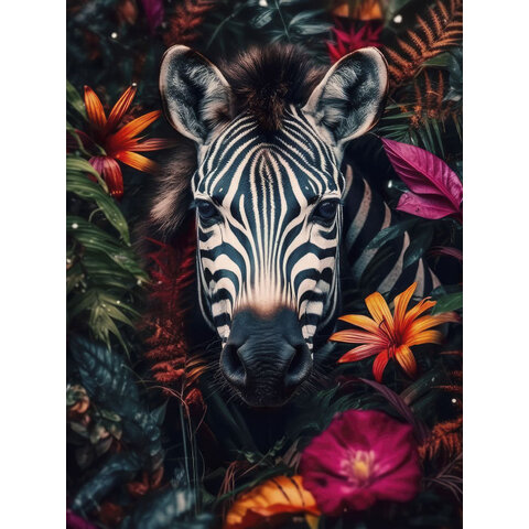 Tropical Flower Zebra - Art Print