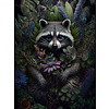 Racoon With Flowers - Art Print