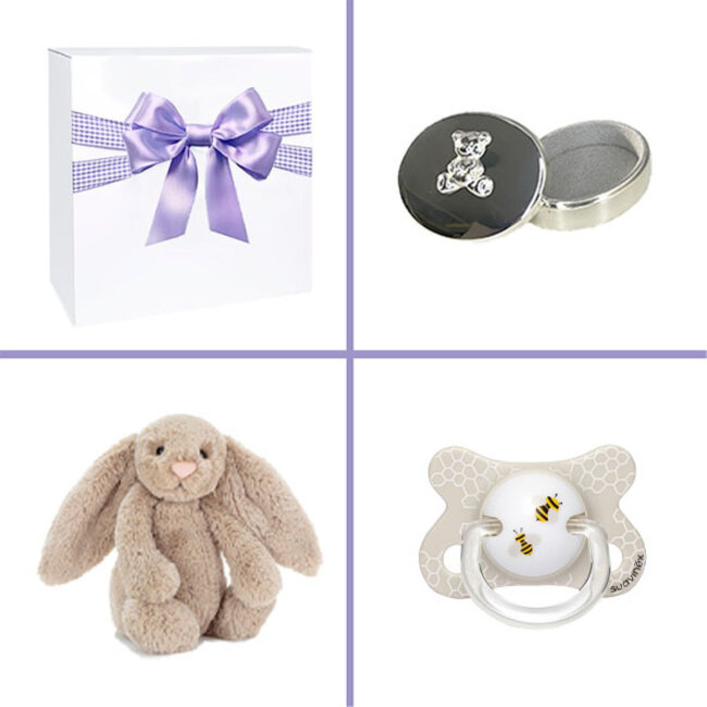Kraamcadeau uni geschenkset Silver Haarlokdoosje