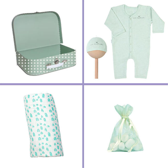 Kraamcadeau uni koffertje groen Gold