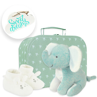 Kraamcadeau uni koffertje groen Silver