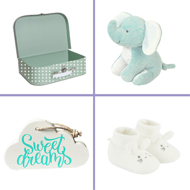 Kraamcadeau uni koffertje groen Silver