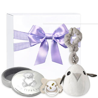 Kraamcadeau uni geschenkset Silver Haarlokdoosje