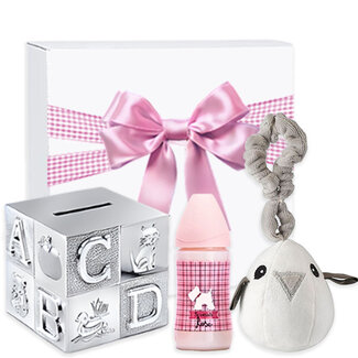 Kraamcadeau meisje geschenkset Platinum Spaarpot