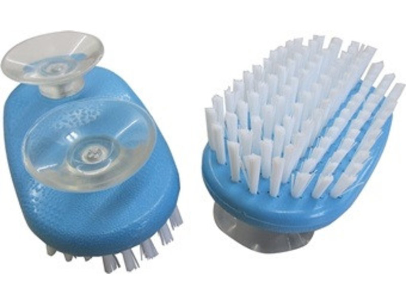 Hand brush on suction cups for one-handed use