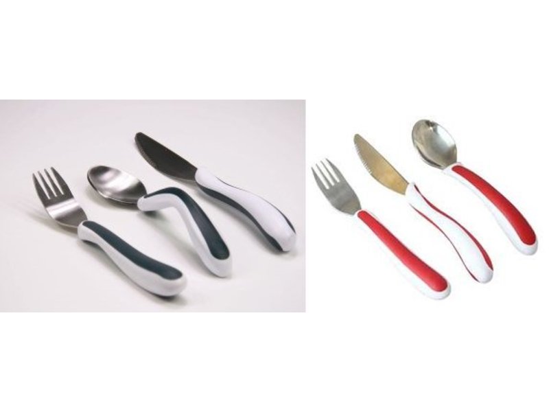 EA-fitted cutlery Kura Care set of 3 adults version dark gray / white