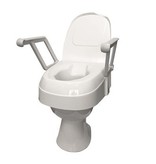 Height-adjustable toilet seat with folding armrests